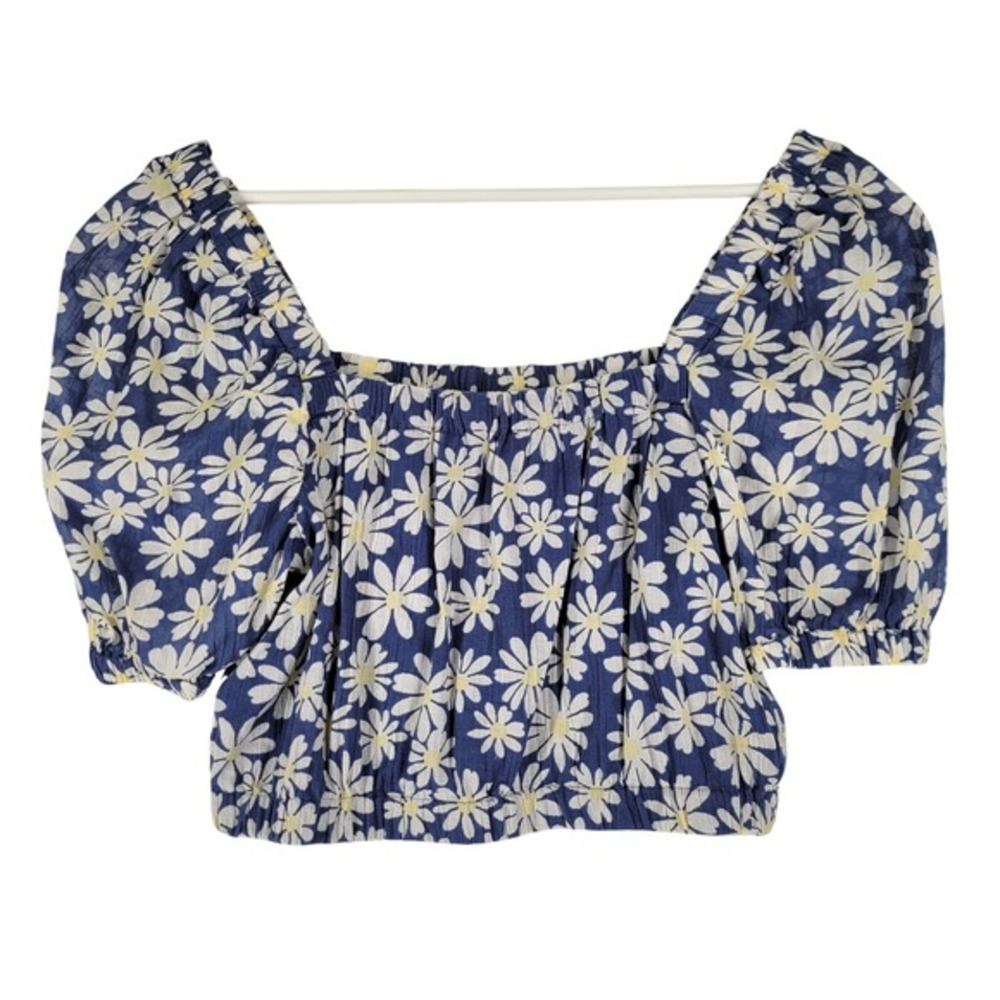 American‎ Eagle Outfitters Daisy Puff Sleeve Crop Top Sz Small